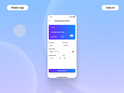 Credit card checkout #DailyUI #002 app app design checkout credit card dailyui day002 mobile app payment ui ui ux