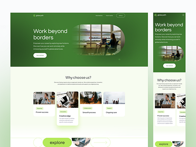 Globe Path — Landing Page Design Responsive branding ui