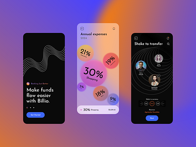 Billio (alternative version: coal) app banking branding design finances fintech funds interface investments mobile mobileapp portfolio ui ux wallet