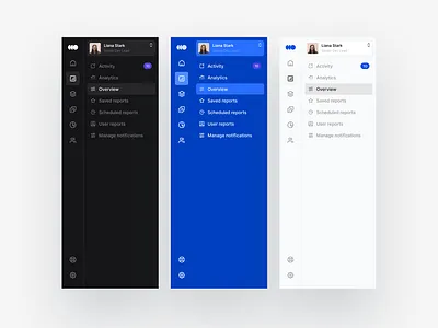 Sidebars black blue sidebars ui ux white