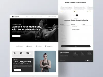 Elevate Your Fitness Journey Personal Trainer Portfolio UI/UX fitness startup. fitness web gym design health ux home fitness minimal sport web trainer page weightloss site workout ui yoga coach