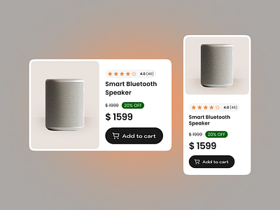 Smart Bluetooth Speaker Product Card Design Responsive ui