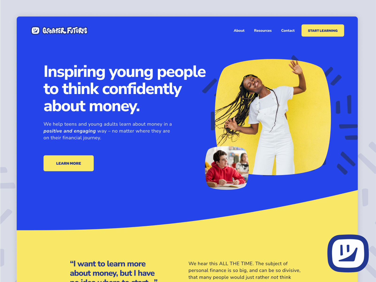 Example of Greater Futures Website