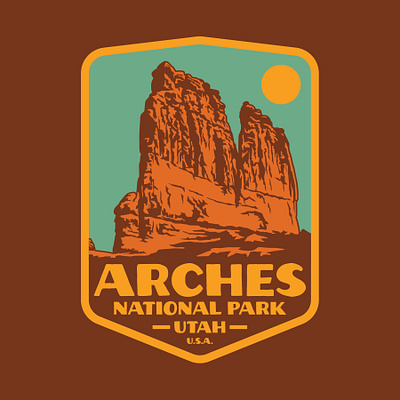 Arches National Park: The Organ arches national park badge design illustration logo moab moab utah national park outdoors patch retro vintage wilderness