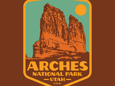 Arches National Park: The Organ arches national park badge design illustration logo moab moab utah national park outdoors patch retro vintage wilderness