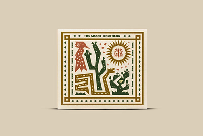 The Grant Brothers EP Artwork & CD Booklet album art arizona brand identity branding cactus cd booklet country music creative desert design digipak earthtones folk folk art illustration logo music pastel pattern design trending illustration styles