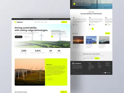 Renewable Energy Websites UI Design clean eco friendly green energy homepage minimal renewable energy sustainability ui design website