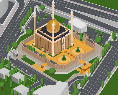 National mosque, Abuja, Nigeria architecture building illustration isometric illustration mosque