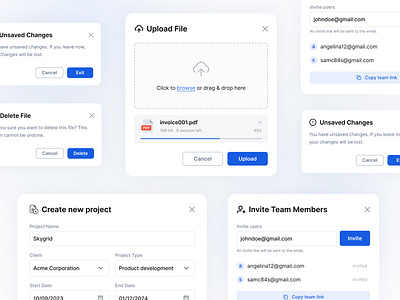 Modal dashboard dashboard ui file upload form ui modal pop up saas saas design ui