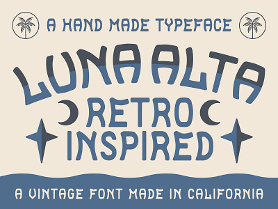 Luna Alta Typeface | Vintage Font beach font california font font design hand lettering hand made font lettering luna alta font moon nienowbrand out west retro typeface southwestern star tropical font vintage type western font