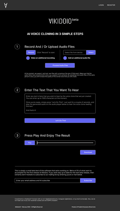 Aikidoio Voice Cloning Platform ui
