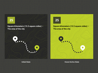 Location Card active background dashed gray green hover infographic landing page line location map number path pattern pin points product design square topographic ui