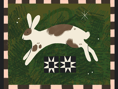 Quilt Bunny Illustration animal art bunny bunny art bunny illustration digital art digital illustration folk art freelance illustrator illustrator for hire quilt rabbit rabbit art rabbit illustration seattle illustrator textile art wildlife illustration