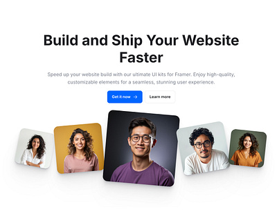 Clean Landing Page Hero Section - Frameblox UI avatars clean cta header headline hero landing modern ui