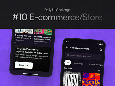 Daily UI Challenge #10/100 ai android app design artificial intelligence button cards chips dark mode design design system e commerce experience design interaction design interface design mobile design product design search bar ui uiux design ux