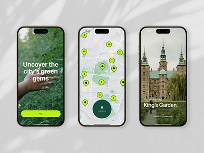 Personal city guide animation flod green space motion graphics nature park ui