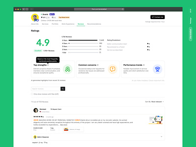 Fiverr Review 2.0 after effects ai review ai summarize animation app clean clean ui design dribble invite features fiverr interaction landing page marketplace redesign review summary review summary ai ui ux website