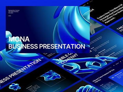 MONA - Y2K BUPRESENTATION 3d 3d presentation aesthetic blender blue modern branding business business presentation graphic design logo modern mona powerpoint presentation y2k y2k presentation