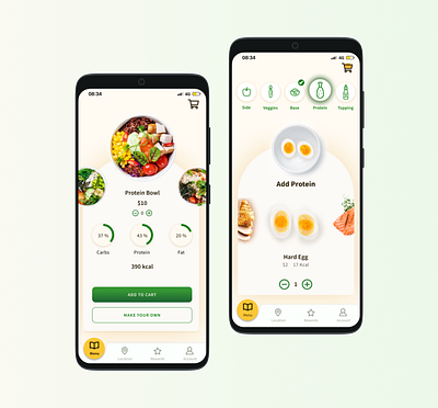 An app to order healthy food in a snap! app design interaction design mobile motion graphics restaurant app ui ux