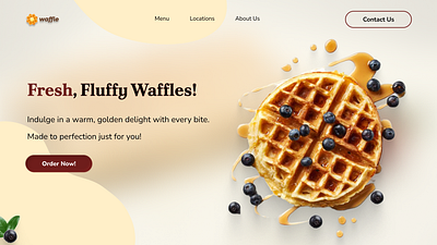 Waffle Shop Landing Page Design app branding brown design graphic design illustration landing page logo simple typography ui ux vector waffles warm