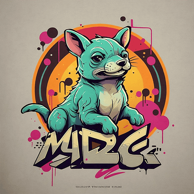 Vintage T-shirt Design: Retro graffiti animal