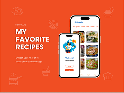 Mobile app MY FAVORITE RECIPES app cook design figma ios mobileapp mobiledesign products recipes uiuxdesign