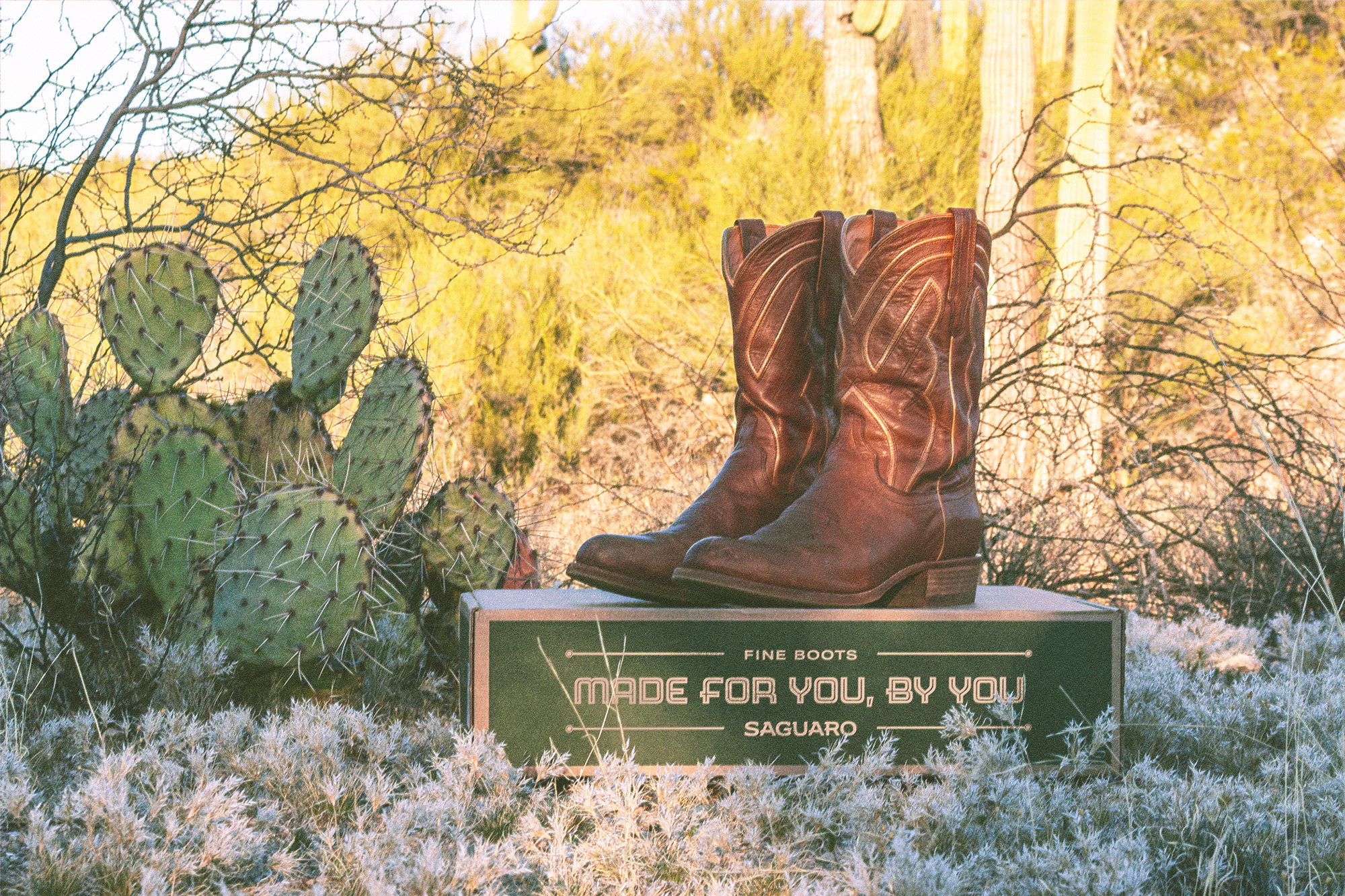 Saguaro Fine Boots Branding arizona badge design brand design branding business cards cowboy boots film edit illustration logo logo design overlays package design packaging photography stationery ui ux vintage web design western