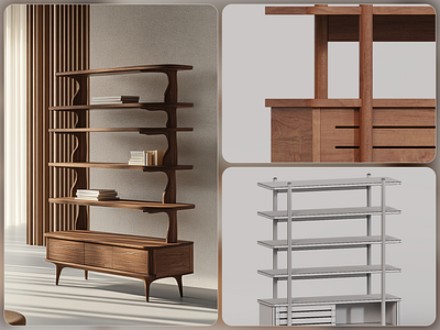 Day 25/30 - Carolin Bookshelf 30daychallenge 3d 3dmodeling 3drendering dailyrender design furniturerender productrender