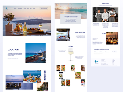 Landing page for SEA BREEZE restaurant blue cook design figma food langingpage lightblue restaurant sea seaview webdesign