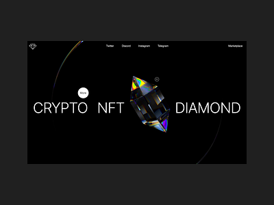 NFT Diamond Landing 3d animation diamond glass landing minimalism motion graphics ui web