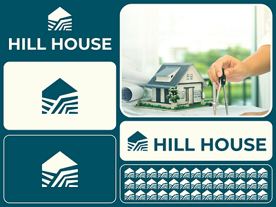 HILL HOUSE brand build building company construction hill hill house home house logo mountain mountains real estate