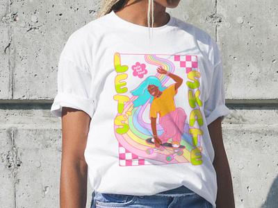 Let's Skate - Graphic Tee Illustration - Skateboard colorful graphic tees illustration inclusive skateboard skateboard apparel skateboard fashion