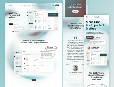 Pocket Landing page app branding doctor graphic design health interface landing page logo medicine saas saas system ui ux web website