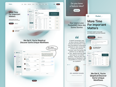 Pocket Landing page app branding doctor graphic design health interface landing page logo medicine saas saas system ui ux web website