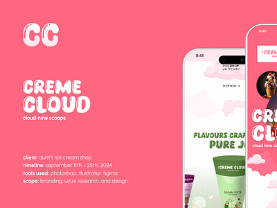 CREME CLOUD - Revamping an Ice Cream Brand by MARIAM PARVEZ graphic design logo motion graphics ui uiux case study