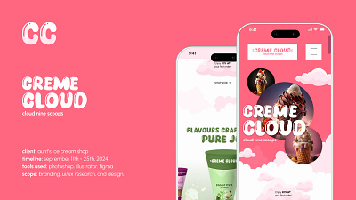 CREME CLOUD - Revamping an Ice Cream Brand by MARIAM PARVEZ graphic design logo motion graphics ui uiux case study