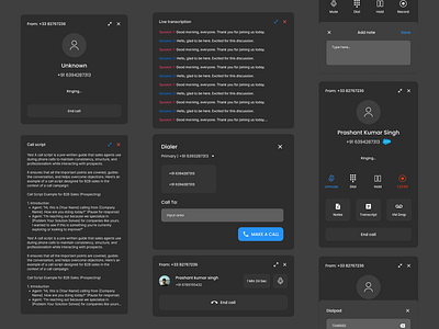 Modern Dialer UI Design for Sales Agents callinterface darkmodeui dialerapp modernui salesagenttools salesdialer salesproductivity uidesign uxdesign