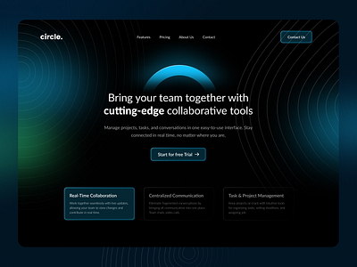 Circle - Collaborative Tools Hero collaborative tools dark hero landing page linear ui ux website