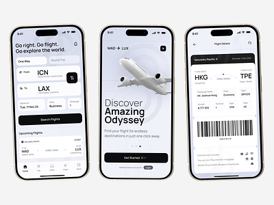 GoFlight — Airline Mobile Application Details 🛬 adventure airline airplane boarding boarding pass booking app flight flight details fly mobile app design mobile design reservation ticket travel app traveling ui ui design ux