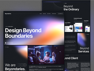 Beyondaries. - Landing Page agency bento branding business company corporate creative dark design digital homepage landing page portfolio portofolio product showcase studio ui ux website