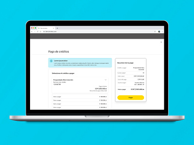 Bancolombia Credit Payment bancolombia banking ui credit ux creditpayment finance web fintech design loan payment loan ui loanui payment flow ui ui design user experience ux design web redesign