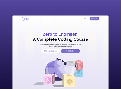 Hatch Coding Landing Page illustration product design ui design ux design web design