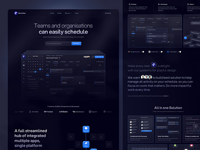 Upcoming - Team Scheduling Platform branding dark mode data design hero modern navbar platform price saas saas product task management team collaboration ui uiux ux web web design website