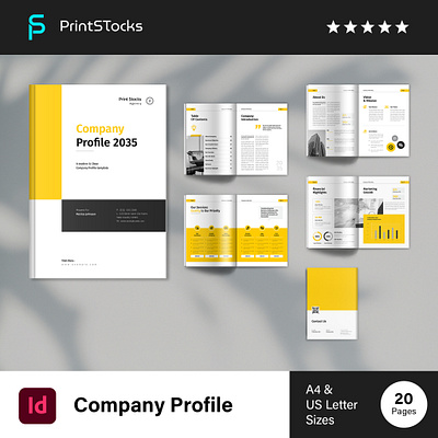 Company Profile Template a4 annual annual report bifold brochure book brand identity branding business brochure company brochure company profile corporate brochure creative proposal graphic design indesign lookbook magazine minimal print printable template