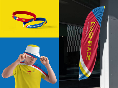 Dash Race : Running Festival - Brand Implementation banner design billboard brand brand guideline brand identity brand implementation branding collateral event design flag graphic design logo logo design mockup poster supergraphic ticket tote bag tshirt design visual branding