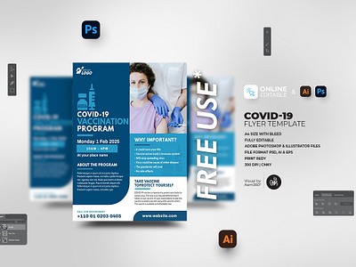 Covid-19 Vaccination Program Flyer aam360 aam3sixty covid 19 vaccination covid 19 vaccine design flyer template free flyer health services healthcare hospital illustration medical take vaccine vaccination vaccine