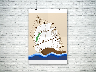 Majestic Sailing Ship Navigating Ocean Waves ship illustration