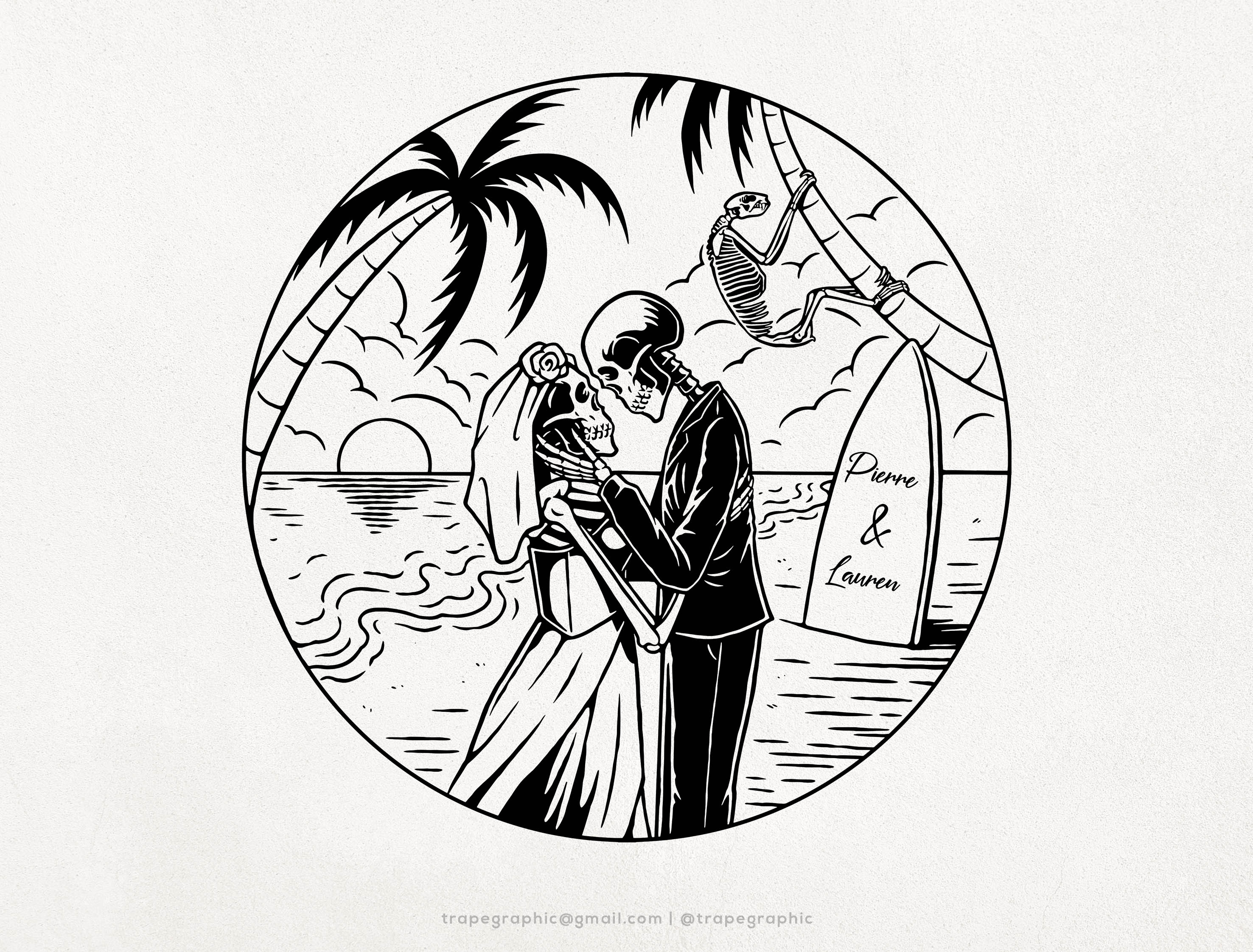 Wedding Illustration Project artwork celebrate clothing design graphic design illustration skull tshirt design wedding