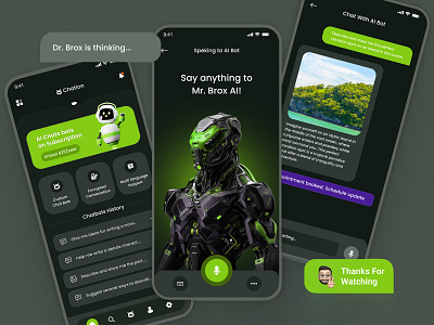 AI Chatbot Mobile App ai chatbot ui dark mode minimal mobile app ui virtual assistant voice