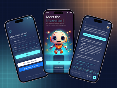 AI ChatBot IOS App UI Kit ai ai chat ai chatbot artificial intelligence chat app design asset figma futuristic ios ios app template ui ui design ui kit ux